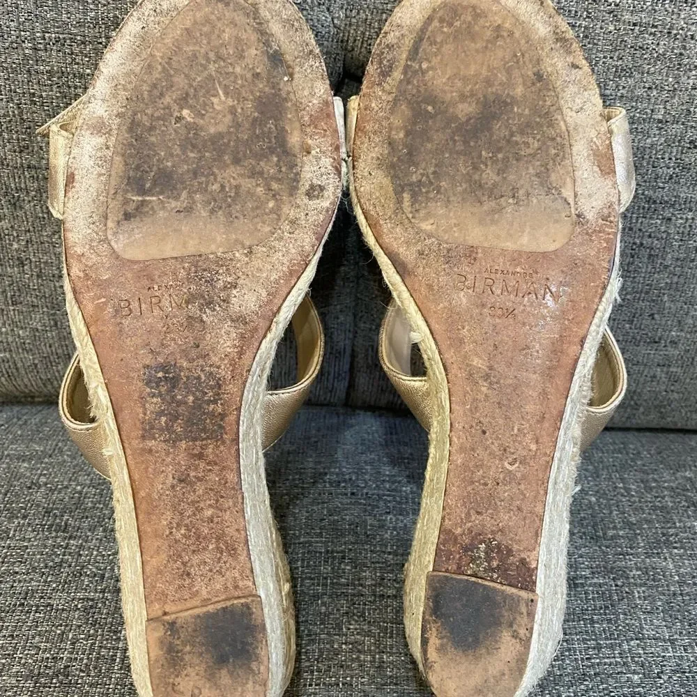 Alexandre Birman Clarita Demi Espadrille Wedge Sandals in Gold Size 38.5